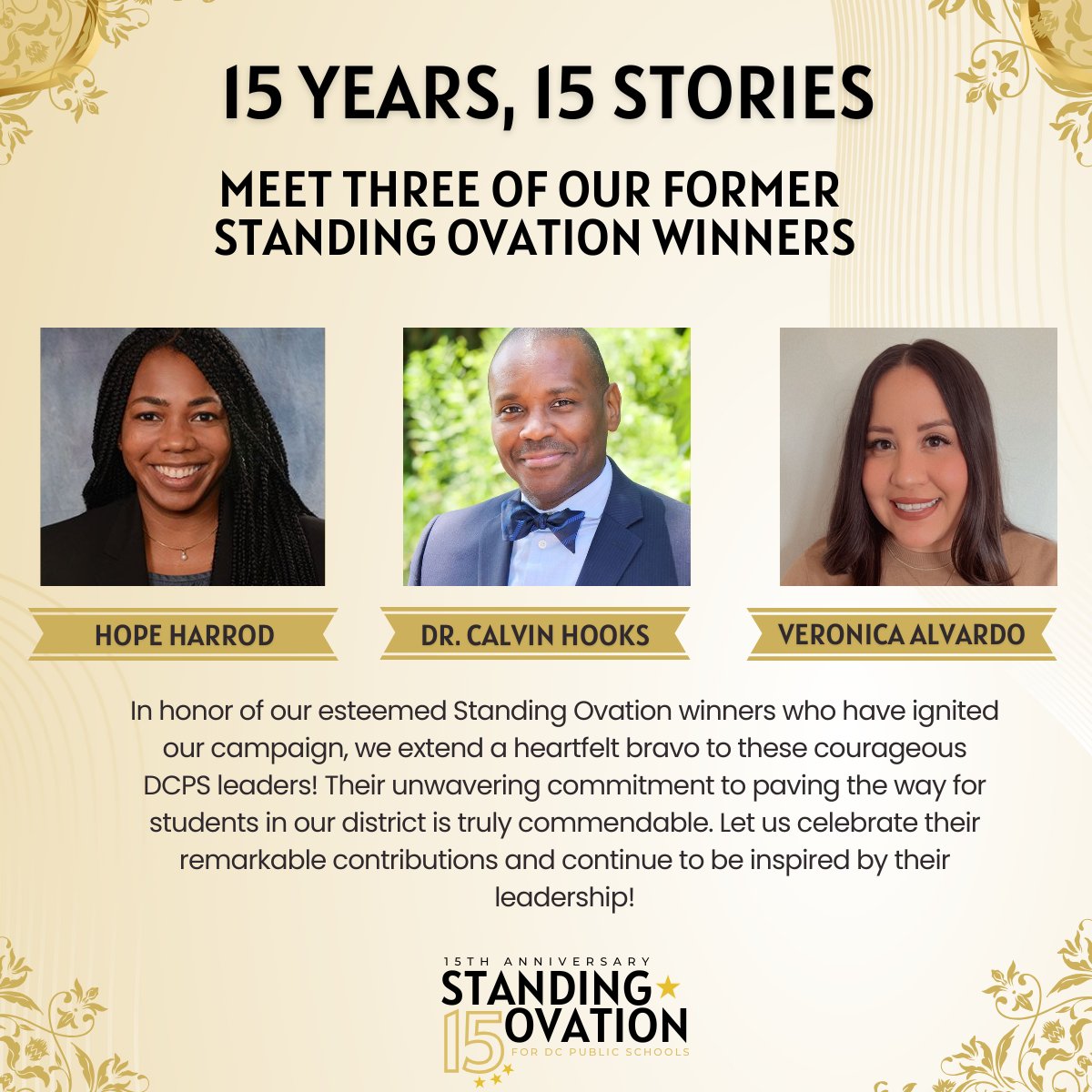 DCEdFund's tweet image. 15 Years, 15 Stories ✨ | Week 2
As we continue celebrating 15 years of Standing Ovation, we’re thrilled to recognize three incredible leaders who have made a lasting impact within DCPS:

These three changemakers embody the visionary leadership that continues to propel DCPS…