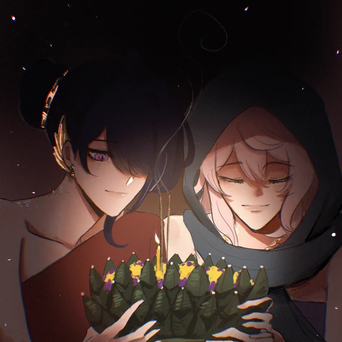 สุขสันต์วันลอยกระทงคับ #หงส์โยมิ #swanache  AU ครุฑนาค แม่ๆแอบมาเดทกัน**กระทงทุกชนิดทำลายธรรมชาติ** 