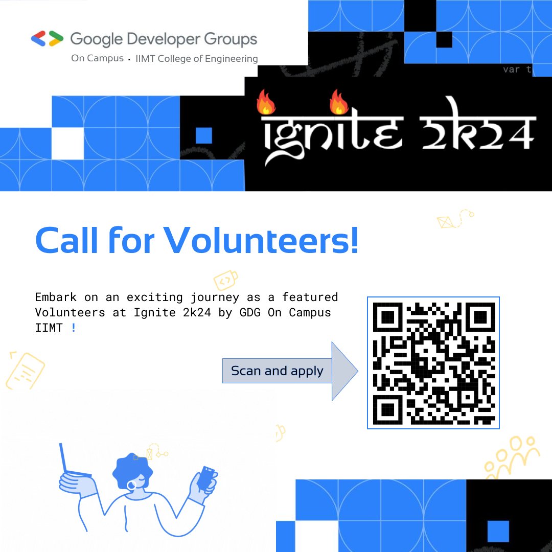 GDSC_IIMT's tweet image. Volunteer applications now open! 🚀 Join our team for an unforgettable experience! 
Go Register now 
commudle.com/fill-form/2966  or scan the QR.
 #Volunteer #EventVolunteers #GDGIIMT