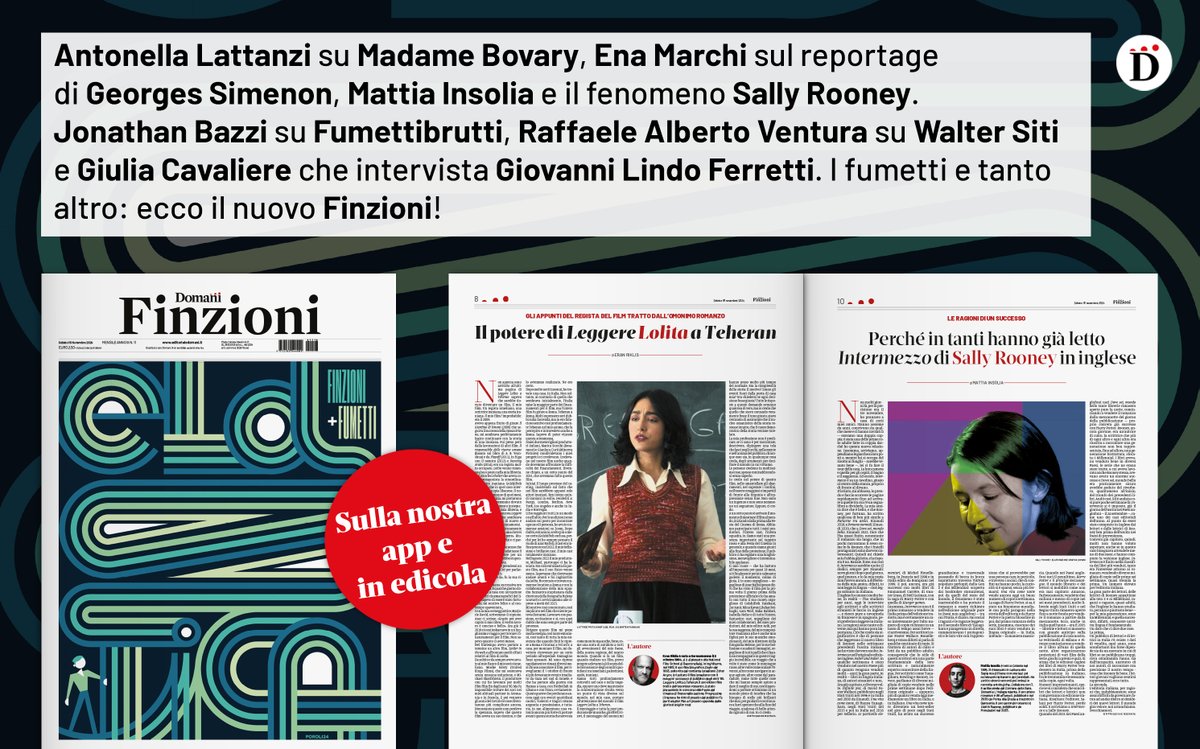Antonella Lattanzi su Madame Bovary, Ena Marchi sul reportage di Georges Simenon, Mattia Insolia e Sally Rooney. Jonathan Bazzi su Fumettibrutti, Raffaele Alberto Ventura su Walter Siti e Giulia Cavaliere che intervista Giovanni Lindo Ferretti, i fumetti! Ecco il nuovo Finzioni!