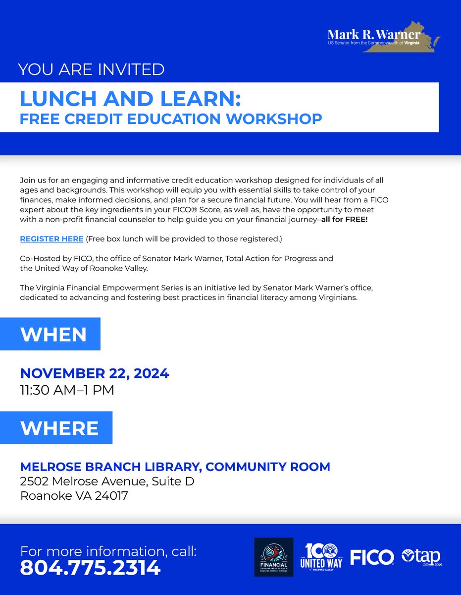SERCAP Water (@sercapwater) on Twitter photo Join our #Friends <a href="/SenatorWarner/">Senator Mark Warner</a>'s Office, at United Way of Roanoke Valley, at FICO, and <a href="/TAPin2Hope/">TAP into Hope</a> for this #Free Lunch & Learn:
forms.office.com/pages/response… Join our #Friends <a href="/SenatorWarner/">Senator Mark Warner</a>'s Office, at United Way of Roanoke Valley, at FICO, and <a href="/TAPin2Hope/">TAP into Hope</a> for this #Free Lunch & Learn:
forms.office.com/pages/response…