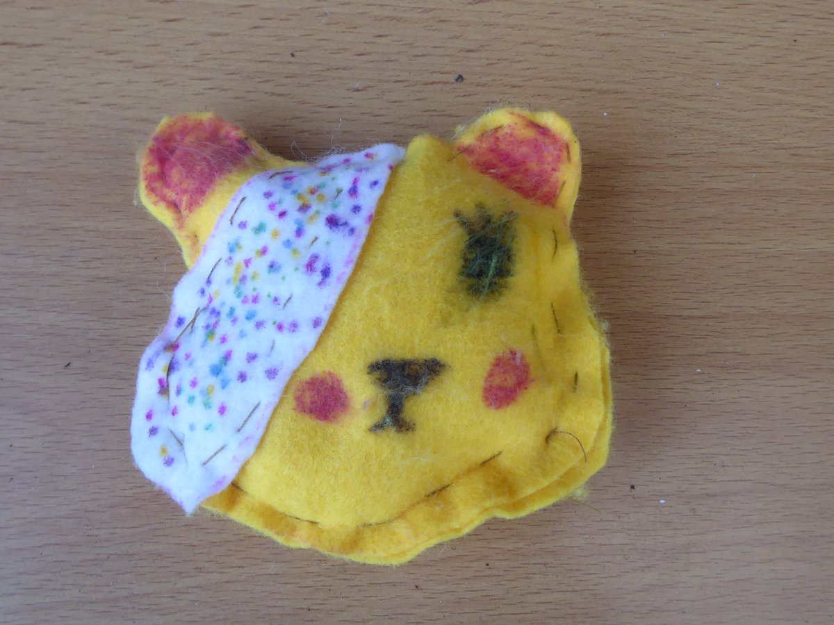 Thinking about Children in Need in school today and raising funds.  Year 3 and 4 each made a sewn Pudsey. <a href="/ChiIdreninNeed/">ChildrenInNeed</a>