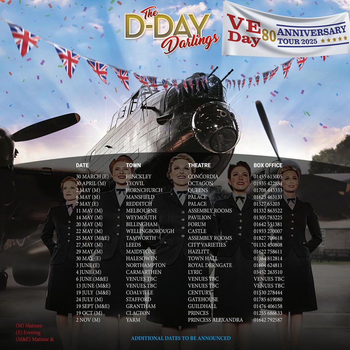 🎉 THE D-DARLINGS VE DAY 80 THEATRE TOUR 2025 🎉
And here we go! 🎊
First look at theatre dates for 2025! 

We can’t wait to get our beautiful brand new show on the road to mark this hugely significant moment with you all ❤️

⭐️More dates to be added
ddaydarlings.co.uk/tour/