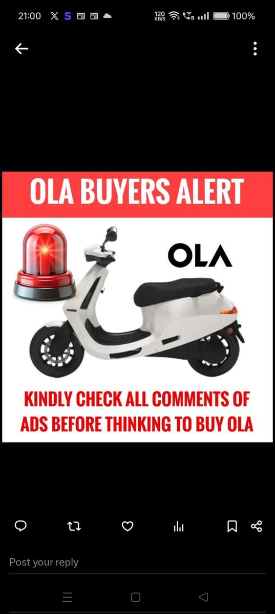 niteshbajaj22's tweet photo. @OlaElectric Please new buyers dhyan de. Bar bar complain karne ka bad bhi ola hamare ko diye gye defective vehcile ke na to parts change karwa rhaa hai na hi paise wapis de raha hai jabki delivery ke time inhone problem delivery ke bad thik karwane ka vada kiya tha @OlaDisaster @OlaDisaster https://t.co/6hJU8Geyfx