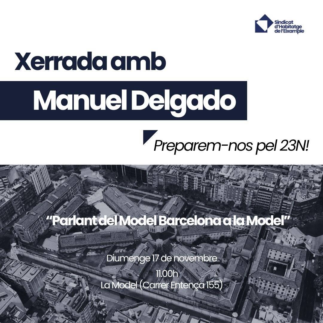 El Sindicat de l'Habitatge de l'Eixample m'ha convidat a parlar aquest diumenge 17/11 en un acte en preparació de la manifestació per la baixada dels lloguers del 23/11. A les 11. Com és a la Model els vaig dir de titular la xerrada "Parlant del Model Barcelona a la Model".