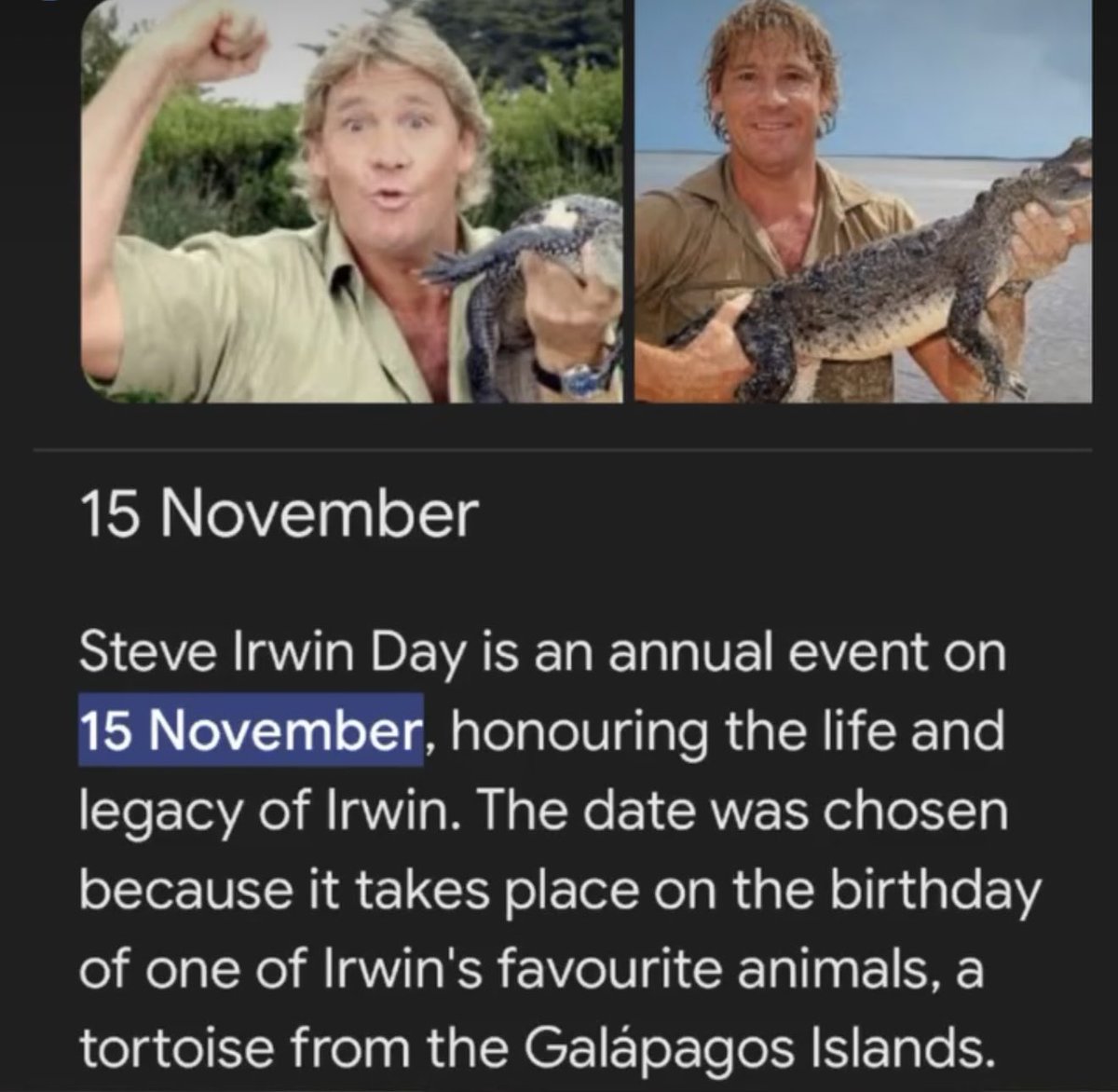 Today is Steve Irwin Day

rip King
