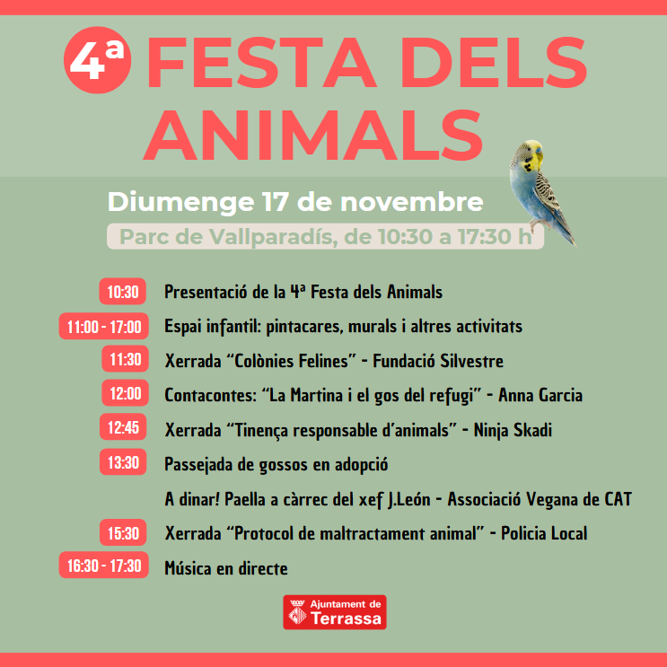 ajterrassa's tweet photo. Al Parc de Vallparadís ja ho tenim tot a punt. Només hi faltes tu!

Vine a les Festa dels Animals 🐕🐈

https://t.co/YFeW6wZwZY
#BenestarAnimal https://t.co/9MAFb59XQv