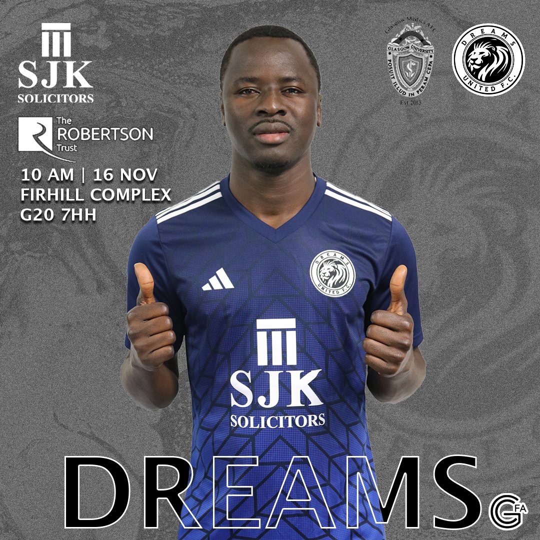 Dreams United F.C. (@dreamsunitedfc) on Twitter photo Come support the boys tomorrow morning as they take on <a href="/GlasgowMedics/">Glasgow Medics AFC</a>
๐๏ธ Glasgow Medics AFC
๐ GCFA Championship
๐ Saturday 16th November
๐ 10AM
๐ Firhill Complex
๐Hopehill Road, G20 7HH
<a href="/scotscores/">scotscores</a>
<a href="/scottish_aff/">AmateurFixturesResultsSCO</a>
<a href="/ftsc0res/">fulltimesc0res</a>
<a href="/GlasCollegesFA/">Glasgow Colleges FA</a> Come support the boys tomorrow morning as they take on <a href="/GlasgowMedics/">Glasgow Medics AFC</a>
๐๏ธ Glasgow Medics AFC
๐ GCFA Championship
๐ Saturday 16th November
๐ 10AM
๐ Firhill Complex
๐Hopehill Road, G20 7HH
<a href="/scotscores/">scotscores</a>
<a href="/scottish_aff/">AmateurFixturesResultsSCO</a>
<a href="/ftsc0res/">fulltimesc0res</a>
<a href="/GlasCollegesFA/">Glasgow Colleges FA</a>