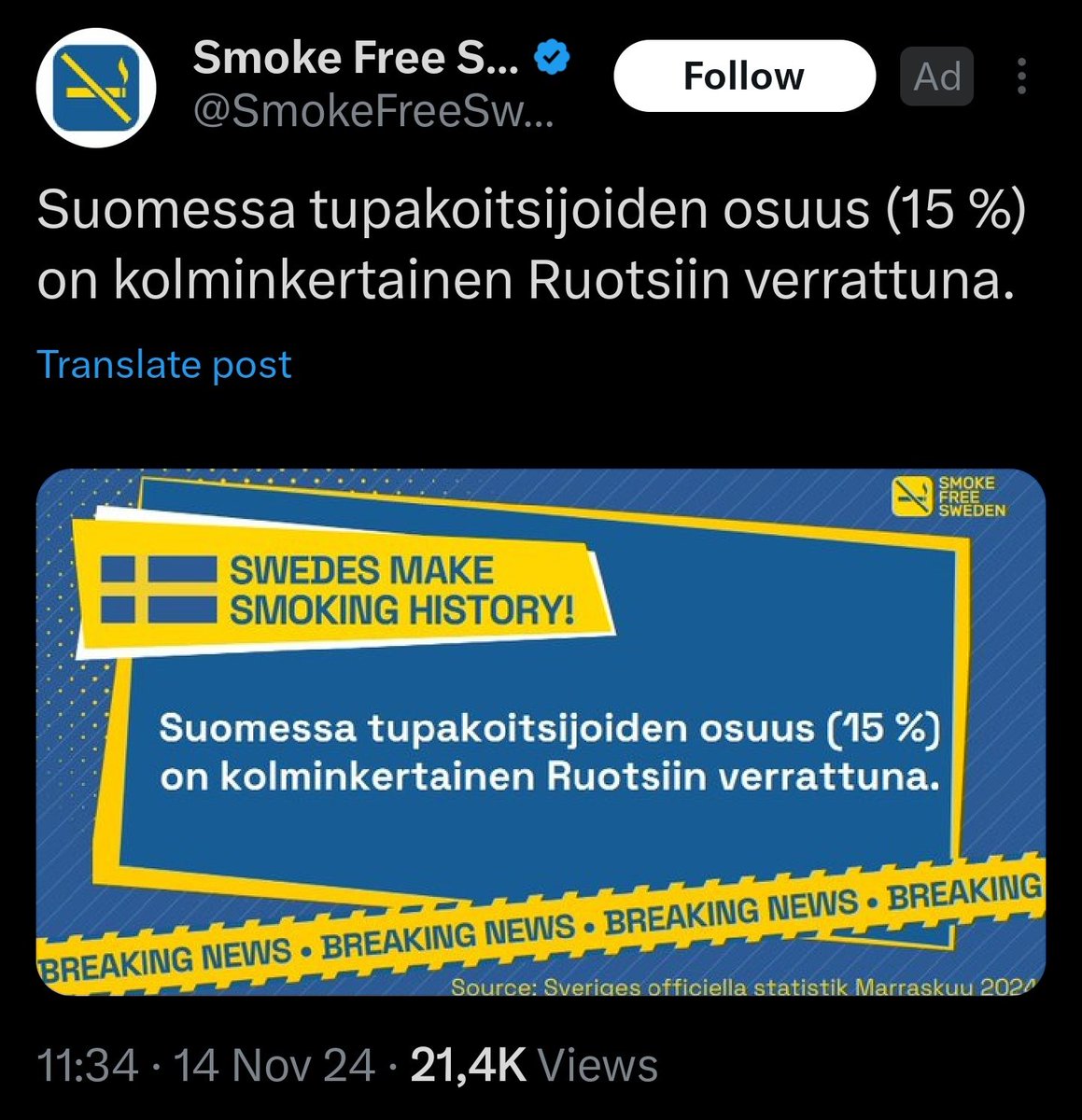 Onko tämä mainoksen tarkoitus vittuilla suomalaisille? 😀