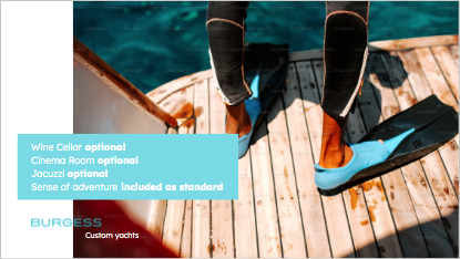 <a href="/IainDev/">Dev Iain</a> Create campaign posters to promote <a href="/burgessyachts/">Burgess</a>’ semi-custom yachts, expressing how they’re not just a purchase but a reflection of the owner’s personality, style and freedom to explore without limits.
 <a href="/OneMinuteBriefs/">One Minute Briefs ⏱️</a> #BurgessYachts