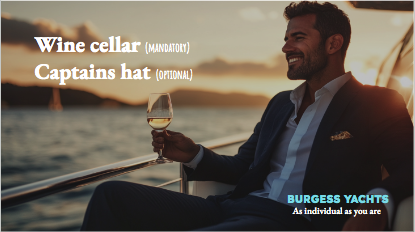 <a href="/IainDev/">Dev Iain</a> Create campaign posters to promote @burgessyachts’ semi-custom yachts, expressing how they’re not just a purchase but a reflection of the owner’s personality, style and freedom to explore without limits.
<a href="/OneMinuteBriefs/">One Minute Briefs ⏱️</a> #BurgessYachts
