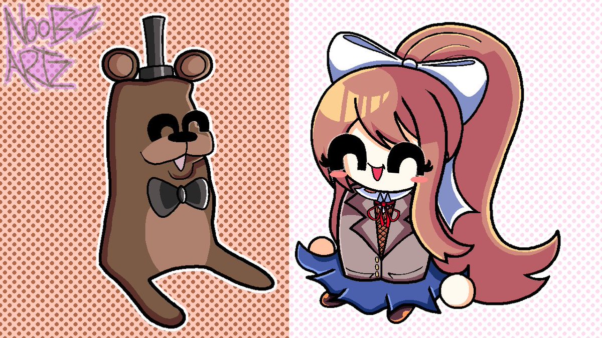 monker from the hit game doki doki bean club 
fedy from the hit game five mornings at fedy's  fr fr fr...

#DDLC #FNAF #Monika