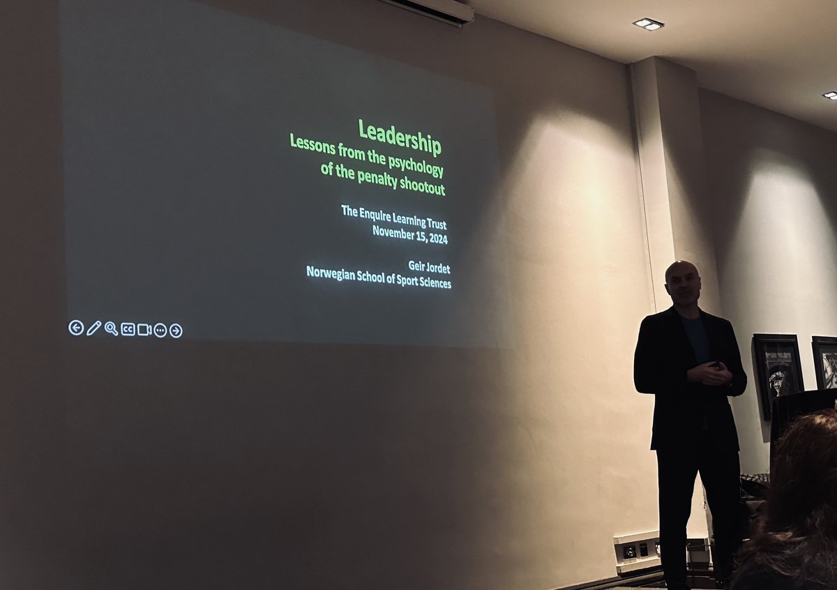 Thanks to <a href="/GeirJordet/">Geir Jordet</a> for leading an amazing session today. Lots of inspiration and challenge…and huge amounts to think about.

<a href="/EnquireTrust/">The Enquire Learning Trust</a>