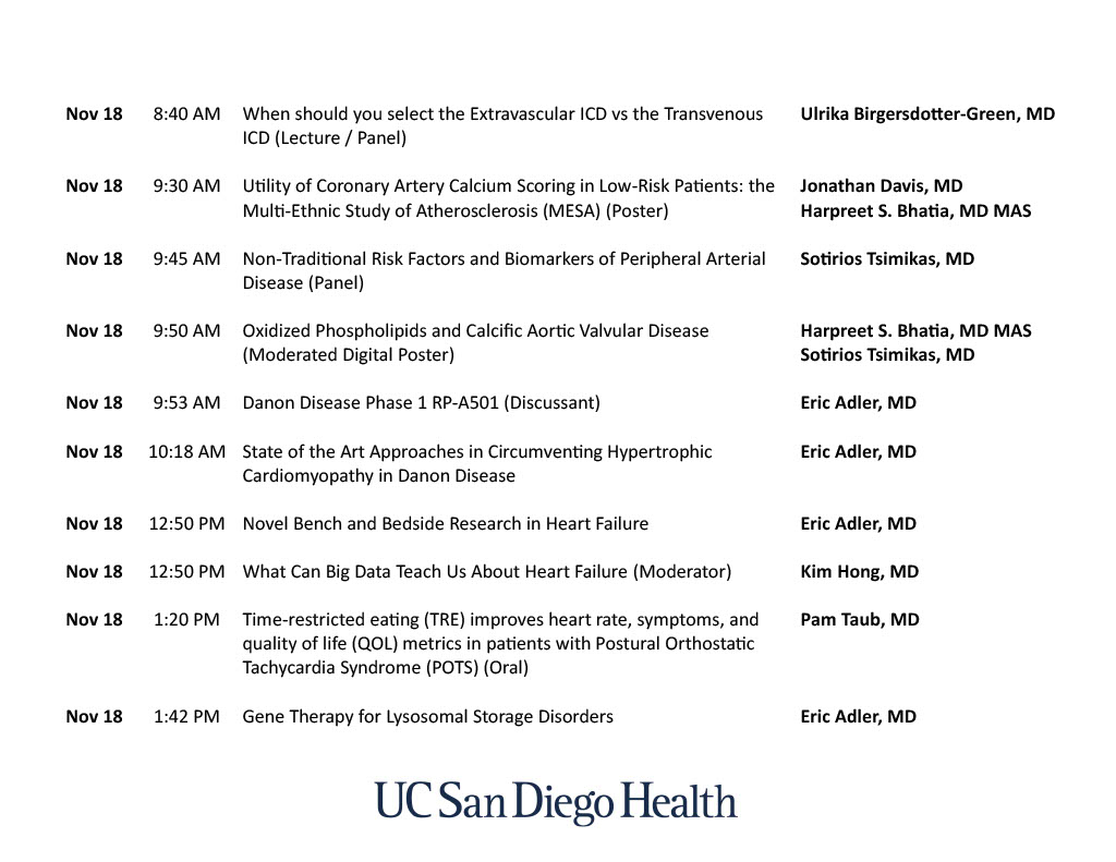 UC San Diego Cardiology (@ucsdcardiology) on Twitter photo Looking forward to UCSD presentations at #AHA24! See you in Chicago!
<a href="/UCSDCardFellows/">UC San Diego Cardiology Fellows</a> <a href="/ucsdim/">UCSD Internal Medicine Residency</a> <a href="/UCSDHealthSci/">UC San Diego Health Sciences</a> <a href="/EricAdler17/">Eric Adler</a> <a href="/Lpa_Doc/">Sam Tsimikas, MD</a> <a href="/PamTaubMD/">Pam R. Taub, MD❤️💃🏻</a> <a href="/hsbhatia/">Harpreet Bhatia</a> <a href="/calvinyeang/">Calvin Yeang MD, PhD</a> <a href="/AntoinetteBirs/">Antoinette Birs, MD</a> <a href="/T_GuptaMD/">Tripti Gupta</a> <a href="/MWilkinsonMD/">Michael Wilkinson</a> <a href="/Tall_JonD/">Jonathan Davis</a> <a href="/QuanBuiMD/">Quan Bui</a> Looking forward to UCSD presentations at #AHA24! See you in Chicago!
<a href="/UCSDCardFellows/">UC San Diego Cardiology Fellows</a> <a href="/ucsdim/">UCSD Internal Medicine Residency</a> <a href="/UCSDHealthSci/">UC San Diego Health Sciences</a> <a href="/EricAdler17/">Eric Adler</a> <a href="/Lpa_Doc/">Sam Tsimikas, MD</a> <a href="/PamTaubMD/">Pam R. Taub, MD❤️💃🏻</a> <a href="/hsbhatia/">Harpreet Bhatia</a> <a href="/calvinyeang/">Calvin Yeang MD, PhD</a> <a href="/AntoinetteBirs/">Antoinette Birs, MD</a> <a href="/T_GuptaMD/">Tripti Gupta</a> <a href="/MWilkinsonMD/">Michael Wilkinson</a> <a href="/Tall_JonD/">Jonathan Davis</a> <a href="/QuanBuiMD/">Quan Bui</a>