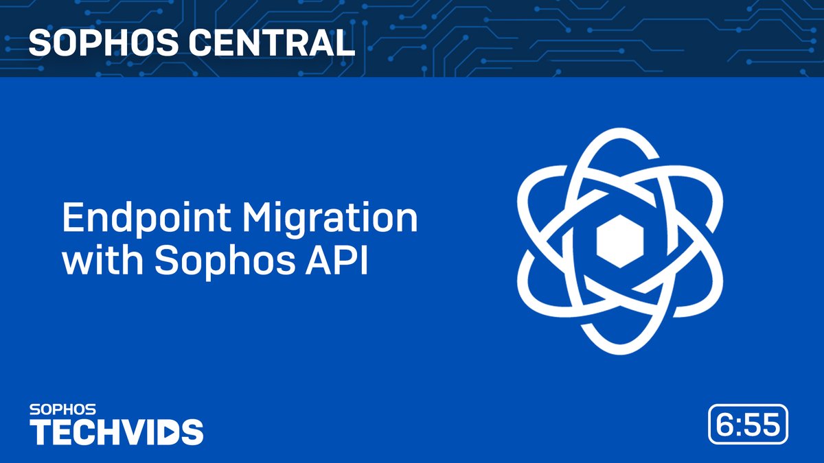 SophosSupport's tweet photo. Migrate endpoints between #SophosCentral accounts using the Sophos API.

In this updated #Techvids release, we walk you through preparing your devices by creating API credentials, enabling Device Migration, and authenticating with the new credentials.

🔗 https://t.co/kN7vf2ilsA https://t.co/OKrY5ehxhh