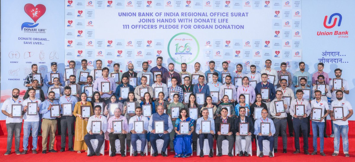 UnionBankTweets's tweet photo. As #UnionBankOfIndia celebrates its 106th Foundation Day, 111 compassionate  employees came together to pledge to donate their organs, turning their act of kindness into a hope that will continue to save lives.

@MoHFW_INDIA 

#GoodPeopleToBankWith #OrganDonation https://t.co/RHsVj5ucfi