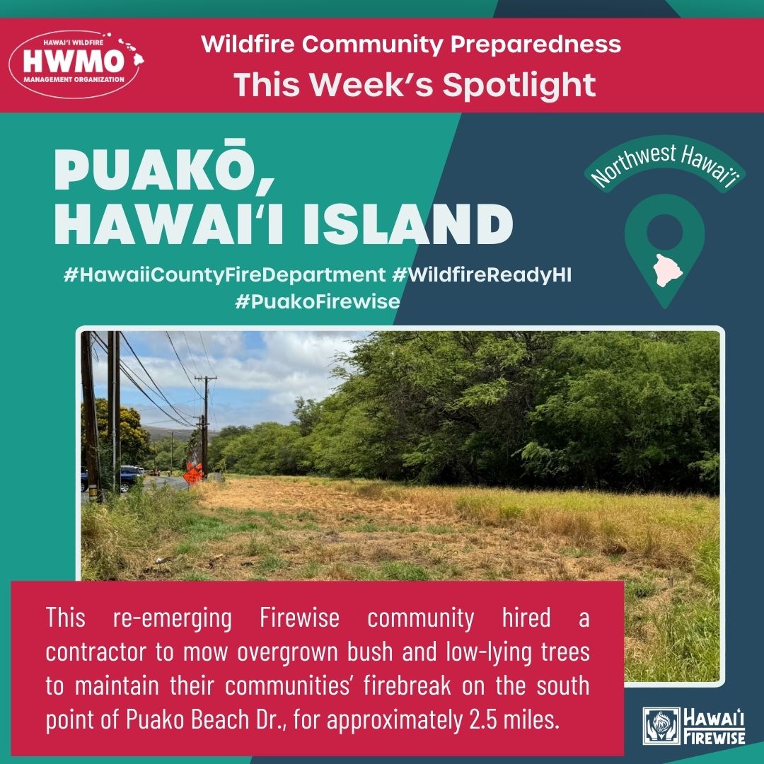 HawaiiWildfire's tweet photo. Puako cleaned up the firebreak near their neighborhood. Nice work maintaining your firebreak! 🌳🪓
#WildfireReadyHI #wildfireprepared #wildfire #WildfireDroughtLookout #DoYourPart #HWMO #HawaiiFirewise #Hawaii #PuakoFirewise https://t.co/TfACoF9Qsa