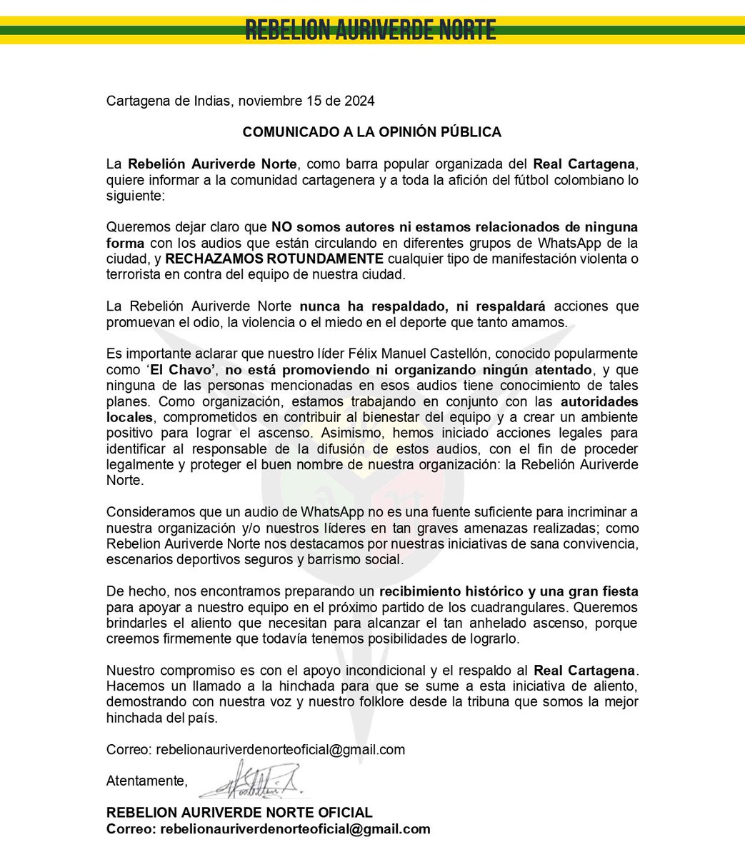 ⚠️COMUNICADO A LA OPINIÓN PÚBLICA‼️ <a href="/AlcaldiaCTG/">Alcaldía de Cartagena</a> <a href="/GobDeBolivar/">Gobernación de Bolívar</a> <a href="/secinteriorctg/">Secretaría del Interior de Cartagena</a> <a href="/MinInterior/">MinInterior Colombia</a> <a href="/RealCartagena/">Real Cartagena</a> <a href="/dumek_turbay/">Dumek Turbay Paz</a> <a href="/YamilHAranaP/">Yamilito Arana</a>