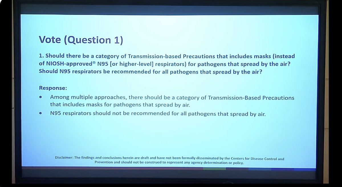 On 11/14-15, US CDC held a meeting to address infection control guidance in healthcare. Here’s the 1st question voted on + passed. Email comments to HICPAC@cdc.gov by 11/22. Pls say why it matters to you + write at most 1 single-spaced page. #PublicHealth youtube.com/live/rnf2gWXMt…