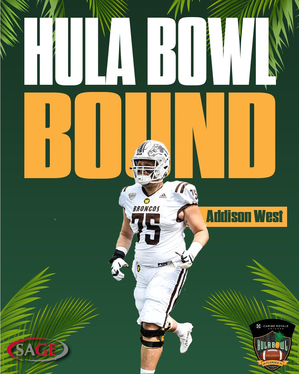 Hula Bowl (@hula_bowl) on Twitter photo Hula Bowl Bound! ๐๐ผ
<a href="/AddisonWest1/">Addison West</a> has officially accepted his invite to the Caribe Royale Orlando 2025 Hula Bowl All-Star Game!
#BroncosReign | #HulaBowl2025 ๐
<a href="/WMU_Football/">Western Michigan Football</a> <a href="/SAGECards/">SAGE Collectibles</a> <a href="/cariberoyale/">Caribe Royale Orlando</a> <a href="/NFL/">NFL</a> <a href="/CoachScottFB/">Coach Scott Phillips</a> Hula Bowl Bound! ๐๐ผ
<a href="/AddisonWest1/">Addison West</a> has officially accepted his invite to the Caribe Royale Orlando 2025 Hula Bowl All-Star Game!
#BroncosReign | #HulaBowl2025 ๐
<a href="/WMU_Football/">Western Michigan Football</a> <a href="/SAGECards/">SAGE Collectibles</a> <a href="/cariberoyale/">Caribe Royale Orlando</a> <a href="/NFL/">NFL</a> <a href="/CoachScottFB/">Coach Scott Phillips</a>