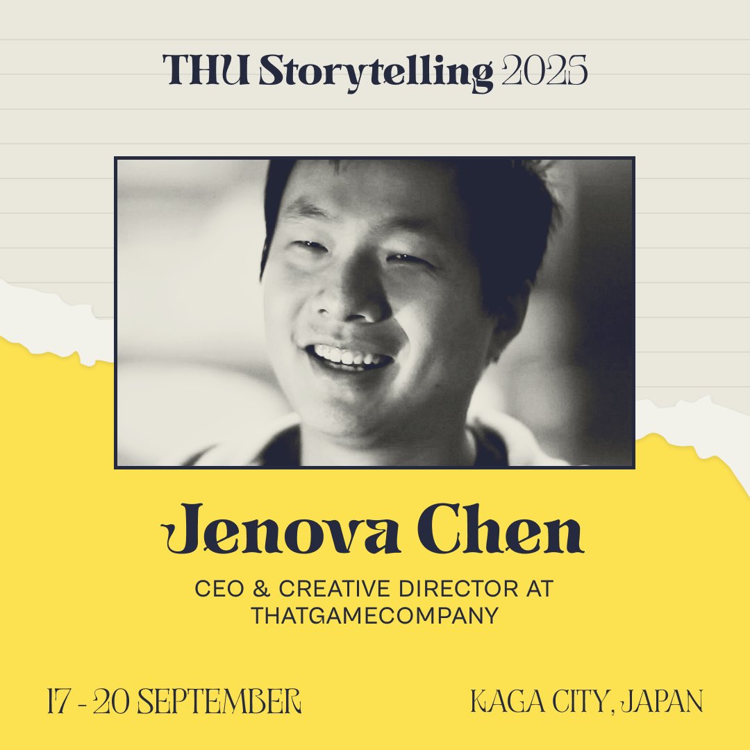Trojan_Unicorn's tweet image. The first Sensei for #THUStorytelling is confirmed! @JenovaChen blends artistic vision, psychology, and technology to craft experiences that transcend conventional gaming and resonate with players worldwide.
🎟️ Early Bird Tickets are still available: bit.ly/thu-storytelli…