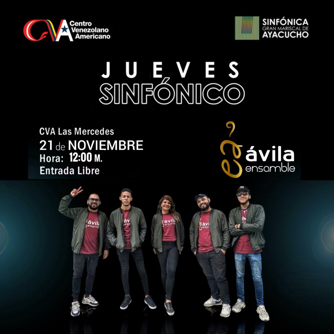 🎁🎄¡Huele a Navidad en el CVA! 🔔⛄ Acércate al lobby del #CVALasMercedes este jueves 21 de noviembre de 2024, a las 12:00 m. para disfrutar de una pausa musical con toque navideño, a cargo del Ávila Ensamble, agrupación de jóvenes músicos de la @ayacuchosonando #SomosCVA