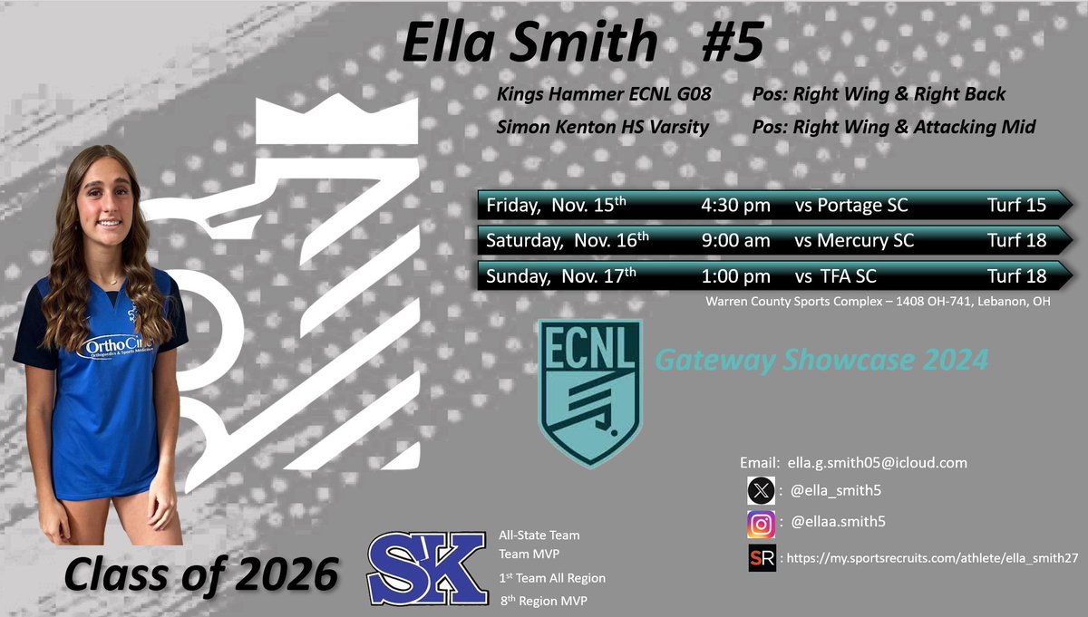 ella_smith5's tweet photo. Come watch my @kingshammer ECNL G08 team at the Gateway Showcase.  @ImYouthSoccer @PrepSoccer @SKLadyPioneers https://t.co/QjtoAUDmU1
