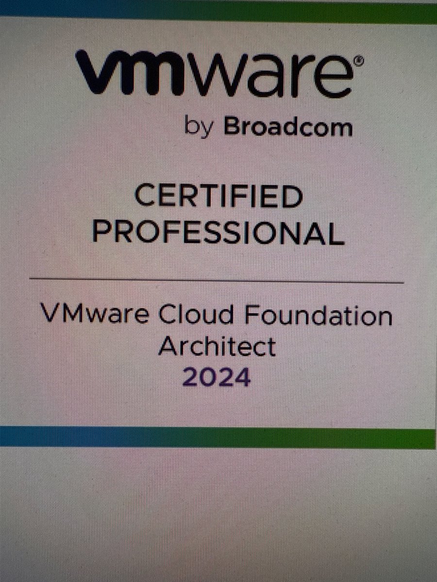 I’m happy to share that I’ve obtained a new certification: VMware Certified Professional - VMware Cloud Foundation Architect 2024 from Broadcom!  credly.com/badges/05c47fc…
