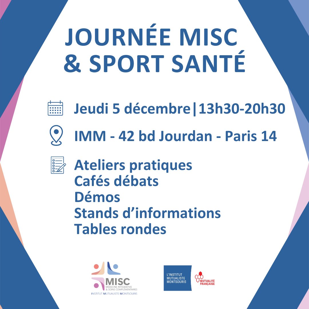 IM MONTSOURIS (@immontsouris) on Twitter photo #SaveTheDate Le Jeudi 5 décembre 2024, l'<a href="/IMMontsouris/">IM MONTSOURIS</a> organise une journée dédiée à la Médecine Intégrative et Soins Complémentaires (MISC) et au Sport Santé. Toutes les infos ici : linkedin.com/posts/institut… #SaveTheDate Le Jeudi 5 décembre 2024, l'<a href="/IMMontsouris/">IM MONTSOURIS</a> organise une journée dédiée à la Médecine Intégrative et Soins Complémentaires (MISC) et au Sport Santé. Toutes les infos ici : linkedin.com/posts/institut…