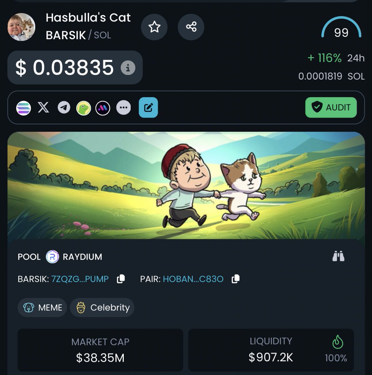 imagine not believing in something.

i shared @ 200k MC.

never doubt Peters.

never fade Hasbulla.

never fade $BARSIK.

I’ll come back to this post @ 400M, an x10 from here.

inshaAllah