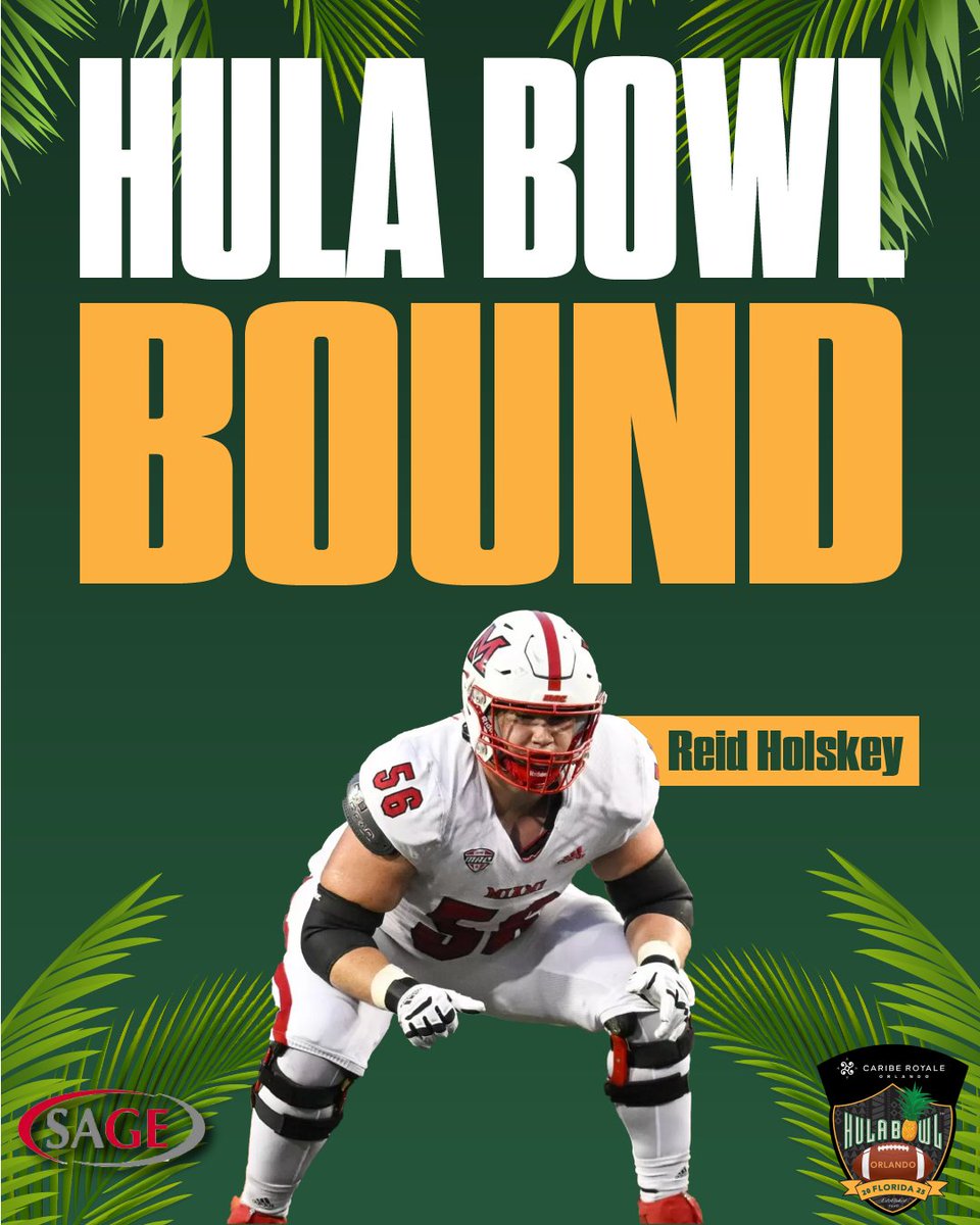 Hula Bowl (@hula_bowl) on Twitter photo Hula Bowl Bound! ππΌ
<a href="/ReidHolskey/">Reid Holskey</a> has officially accepted his invite to the Caribe Royale Orlando 2025 Hula Bowl All-Star Game!
#RiseUpRedHawks | #HulaBowl2025 π
<a href="/MiamiOHFootball/">Miami Football</a> <a href="/SAGECards/">SAGE Collectibles</a> <a href="/cariberoyale/">Caribe Royale Orlando</a> <a href="/NFL/">NFL</a> <a href="/CoachScottFB/">Coach Scott Phillips</a> Hula Bowl Bound! ππΌ
<a href="/ReidHolskey/">Reid Holskey</a> has officially accepted his invite to the Caribe Royale Orlando 2025 Hula Bowl All-Star Game!
#RiseUpRedHawks | #HulaBowl2025 π
<a href="/MiamiOHFootball/">Miami Football</a> <a href="/SAGECards/">SAGE Collectibles</a> <a href="/cariberoyale/">Caribe Royale Orlando</a> <a href="/NFL/">NFL</a> <a href="/CoachScottFB/">Coach Scott Phillips</a>
