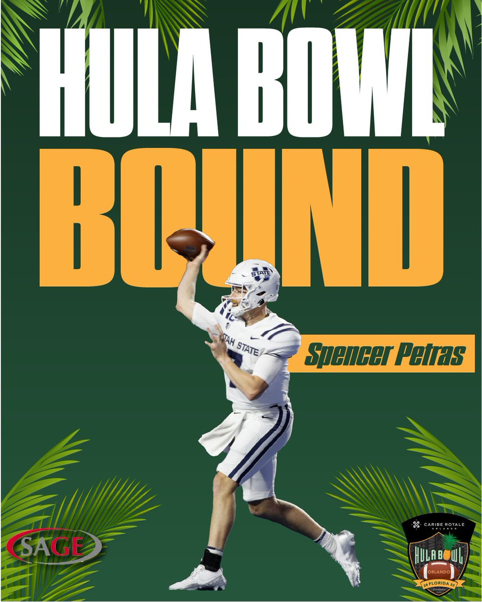 Hula Bowl (@hula_bowl) on Twitter photo Hula Bowl Bound! 👏🏼
<a href="/spencerpetras/">Spencer Petras</a> has officially accepted his invite to the Caribe Royale Orlando 2025 Hula Bowl All-Star Game!
#AggiesAllTheWay | #HulaBowl2025 🏈
<a href="/USUFootball/">USU Football</a> <a href="/SAGECards/">SAGE Collectibles</a> <a href="/cariberoyale/">Caribe Royale Orlando</a> <a href="/NFL/">NFL</a> <a href="/CoachScottFB/">Coach Scott Phillips</a> Hula Bowl Bound! 👏🏼
<a href="/spencerpetras/">Spencer Petras</a> has officially accepted his invite to the Caribe Royale Orlando 2025 Hula Bowl All-Star Game!
#AggiesAllTheWay | #HulaBowl2025 🏈
<a href="/USUFootball/">USU Football</a> <a href="/SAGECards/">SAGE Collectibles</a> <a href="/cariberoyale/">Caribe Royale Orlando</a> <a href="/NFL/">NFL</a> <a href="/CoachScottFB/">Coach Scott Phillips</a>