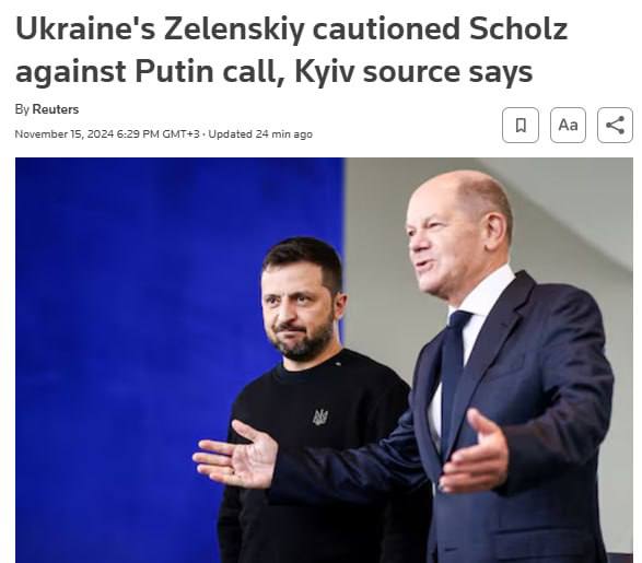 marianpy1's tweet photo. ⚡️Zelensky pidió a Scholz que no llamara a Putin Reuters citando fuentes
Se sabe que tras la conversación entre Scholz y Putin, la canciller alemana llamará a Zelensky
 @albatropsx https://t.co/5knbFl86Ih