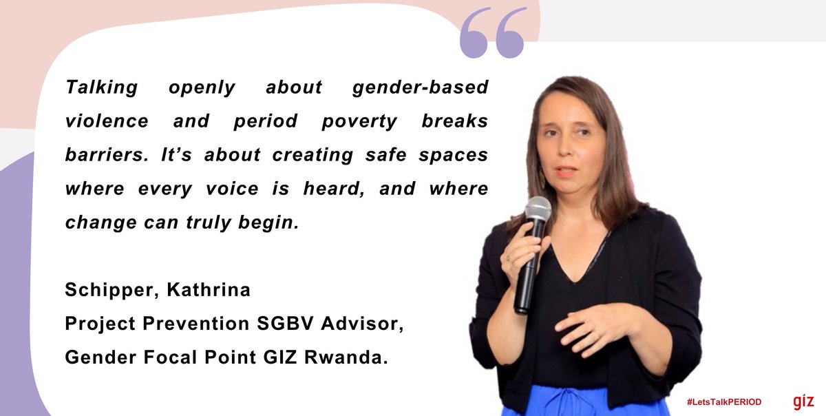 giz_rwanda's tweet photo. Let’s create safe spaces together, where open dialogue can break the silence around gender-based violence and period poverty. Your voice matters. 💬 #LetsTalkPERIOD #EndGBV #GenderEquality #PeriodFriendlyAfrica #KickTheSTIGMA https://t.co/GArQapsJLO