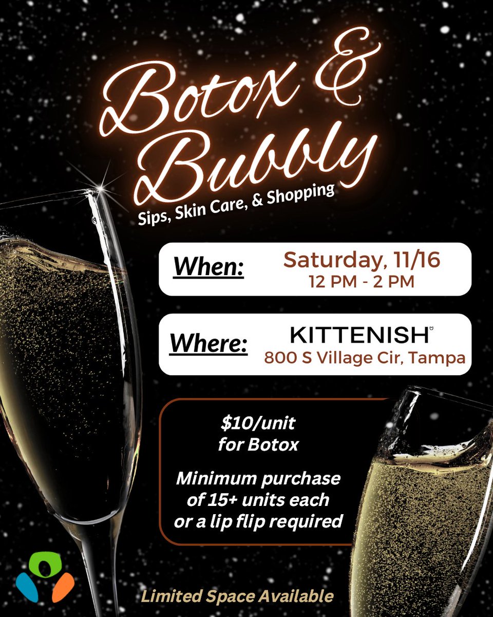 ReplenishTampa's tweet photo. Join us for Botox &amp; Bubbles this weekend at Kittenish. Shop till you drop, sip on sparkling drinks, and treat yourself to some affordable Botox treatments. Visit https://t.co/z1DC2UlzJQ and click 'Book Online' to RSVP.

#Botox&amp;Bubbly #TampaBeauty #ToDoTampa #Bigdiscounts #Botox https://t.co/TmOYadDLxR