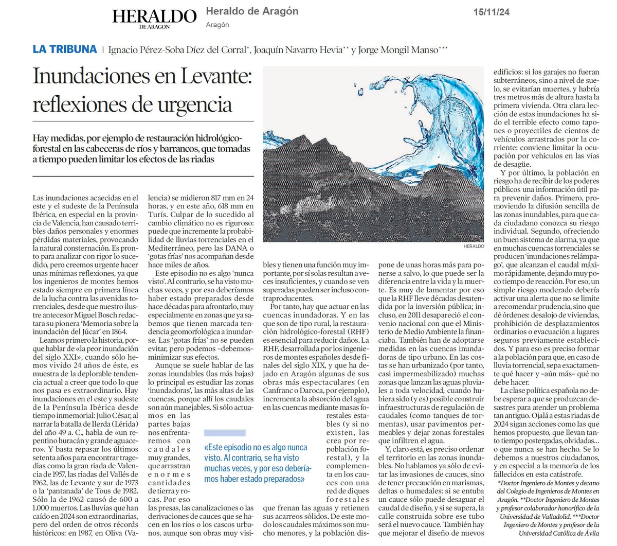 RafaelSerrada1's tweet photo. Reflexiones urgentes y oportunas. Hay que entender el ciclo hidrológico de modo completo y actuar en todos sus elementos con previsión de situaciones extremas. Hay quien propone acciones por partes e irresponsables. No ha sido algo imprevisible. https://t.co/rYCG6WOYd8