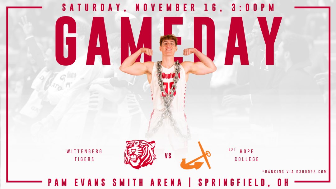 WittenbergHoops's tweet image. 🚨ALMOST GAMEDAY🚨
Tiger fans we need you loud and proud at our game tomorrow as we take on top 25 ranked Hope! 
🗓️Saturday, November 16th
⏰3 PM
📍Pam Evans Smith Arena-Springfield, Ohio
🖥️tigersportsnetwork.com
📊wittenbergtigers.com/sports/mbkb/20…

#TigerUp #d3hoops