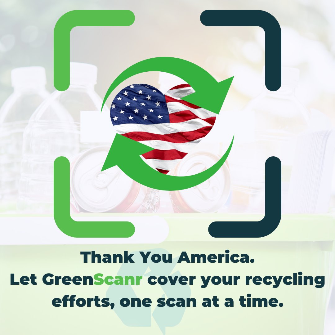 datacompanyone's tweet photo. Thank you, America, for choosing to recycle and make a difference! Every scan with #GreenScanr is a step toward a cleaner, greener planet. Let’s continue to protect our beautiful country, one recycled item at a time. Together, we CAN!!  #rva  #recycling #americarecyclesday https://t.co/KCiGrwsncX