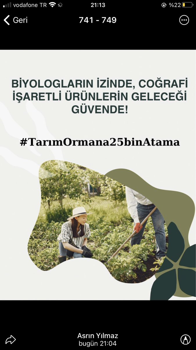 Biyologlar, doğanın genetik mirasını korur! Bitki türlerinin korunmasından, yerli tohumların geliştirilmesine kadar geniş bir alanda çalışabilecek biyologlar yüksek istihdam istiyor. #TarımOrmana25binAtama
<a href="/ibrahimyumakli/">İbrahim Yumaklı</a> <a href="/TCTarim/">T.C. Tarım ve Orman Bakanlığı</a>