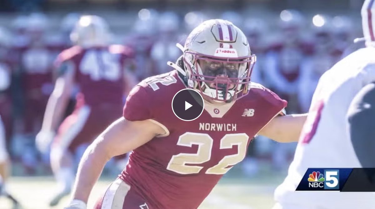 Shayne Leddy, NU '25 and <a href="/NorwichFB/">Norwich Football</a>,  is this year's recipient of the Defender of the Nation Award and the first division III student-athlete to win the award.

<a href="/MyNBC5/">MyNBC5</a>  interviewed Leddy and Coach Bill Russell on this honor.

Watch at bit.ly/4fQV0rZ