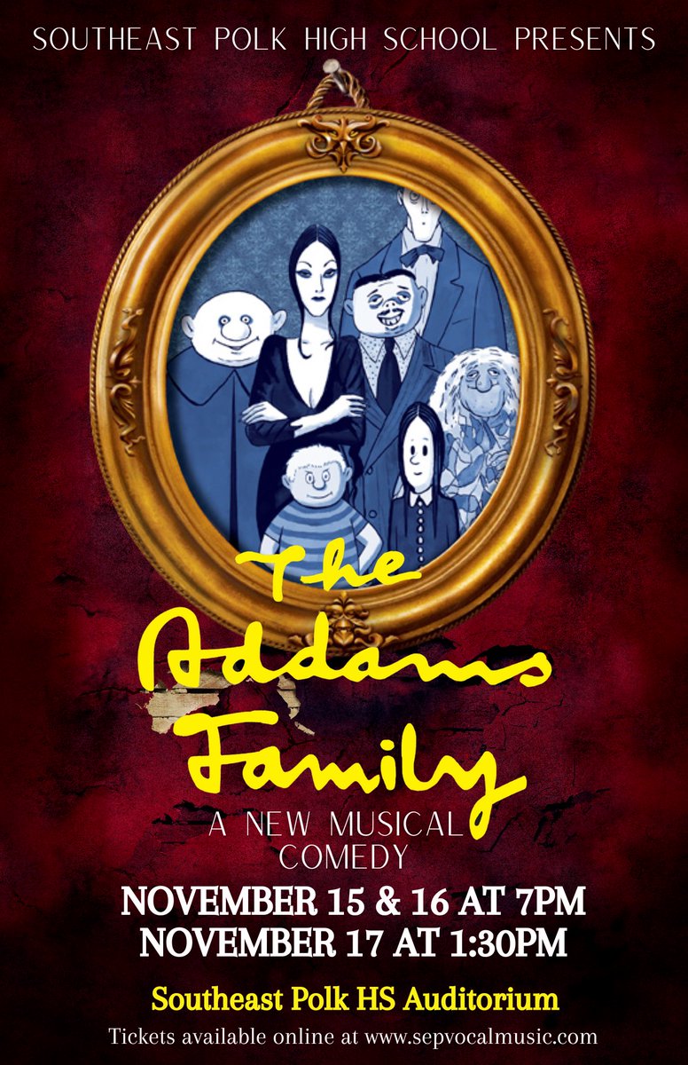 SepVocal's tweet photo. It’s a great weekend to be a Ram!

Good luck to @sep_football at the Dome tonight and @SEPSwimDive at the state meet today &amp; tomorrow!

When you’re done cheering on our athletes, come see The Addams Family! Fri &amp; Sat @ 7pm &amp; Sun @ 1:30pm

#1SEP https://t.co/InRhWm5Ru0