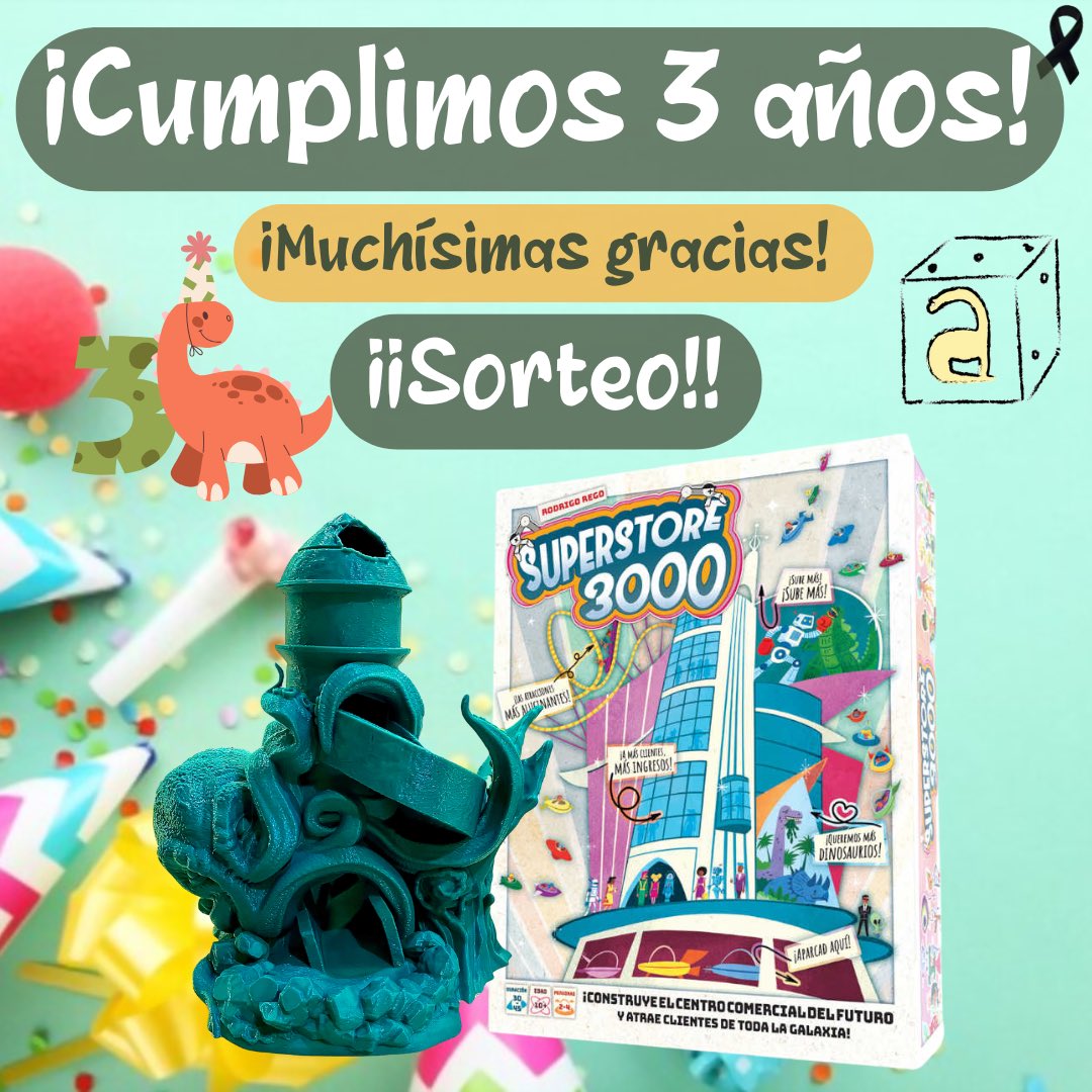 ludosaurus_vlc's tweet photo. 🦕 ¡Sorteo Aniversario! 🦕

En Ludosaurus estamos sorteando una Torre de dados “Torre del Mar” y un Superstore 3000 😊

Para participar:  
🦖 Siguenos @ludosaurus_vlc 
🦖 Haz RT
🦖 Menciona 2 personas

¡Mucha suerte y muchas gracias por el apoyo! https://t.co/FBddCstye9