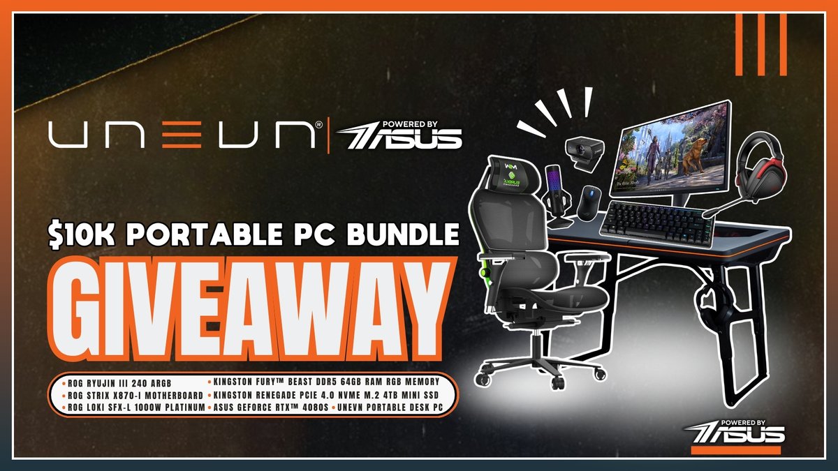 VastGG's tweet image. $10,000 Portable Desk PC Bundle Giveaway!

To enter, perform these tasks via the link below:

🔁  Repost + Like        

✅  Follow: @unevngg + @ASUS_ROG + @VastGG

Enter Here: tinyurl.com/Vast-Unevn