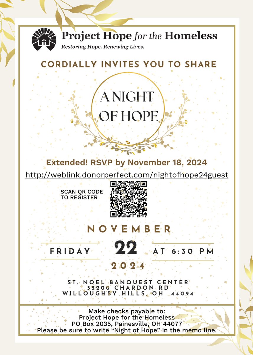 ProjectHope0hi0's tweet photo. Deadline EXTENDED to Monday, Nov. 18 to purchase tickets to our A Night of Hope dinner and awards banquet!

Purchase tickets at: https://t.co/DHTDlg9n3h

We hope to see you there for this special night! https://t.co/PkUpereSg2