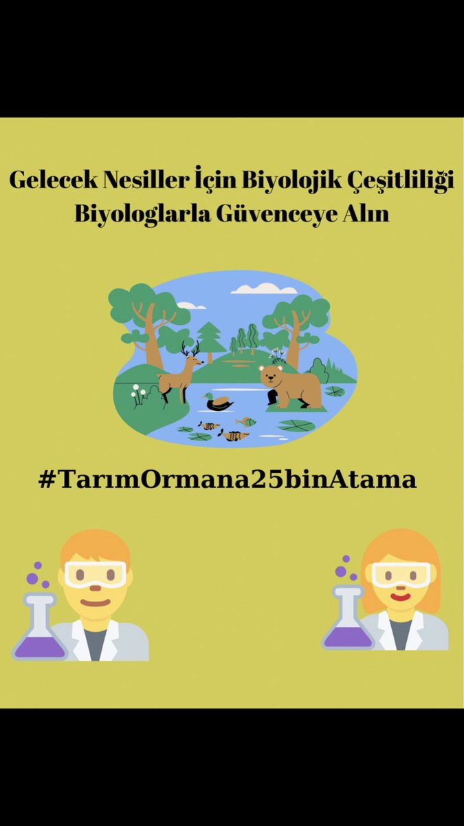 Bitkiler, hayvanlar, milli parklar, su kaynakları biyologların bilgisiyle korunur. Tarım ve Orman Bakanlığında, biyologların katkılarıyla tarımda verimliliği arttırabilir, ekosistemi daha güçlü bir şekilde koruyabiliriz. #TarımOrmana25binAtama