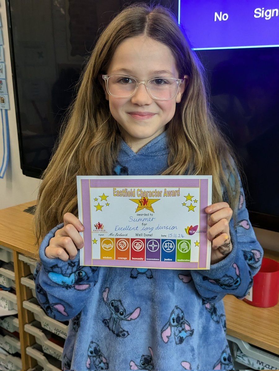 EastfieldPSHull's tweet image. This week's character award, in #6CW, has been given for excellent work in long division! Well done ➗⭐ #EPSCharacter