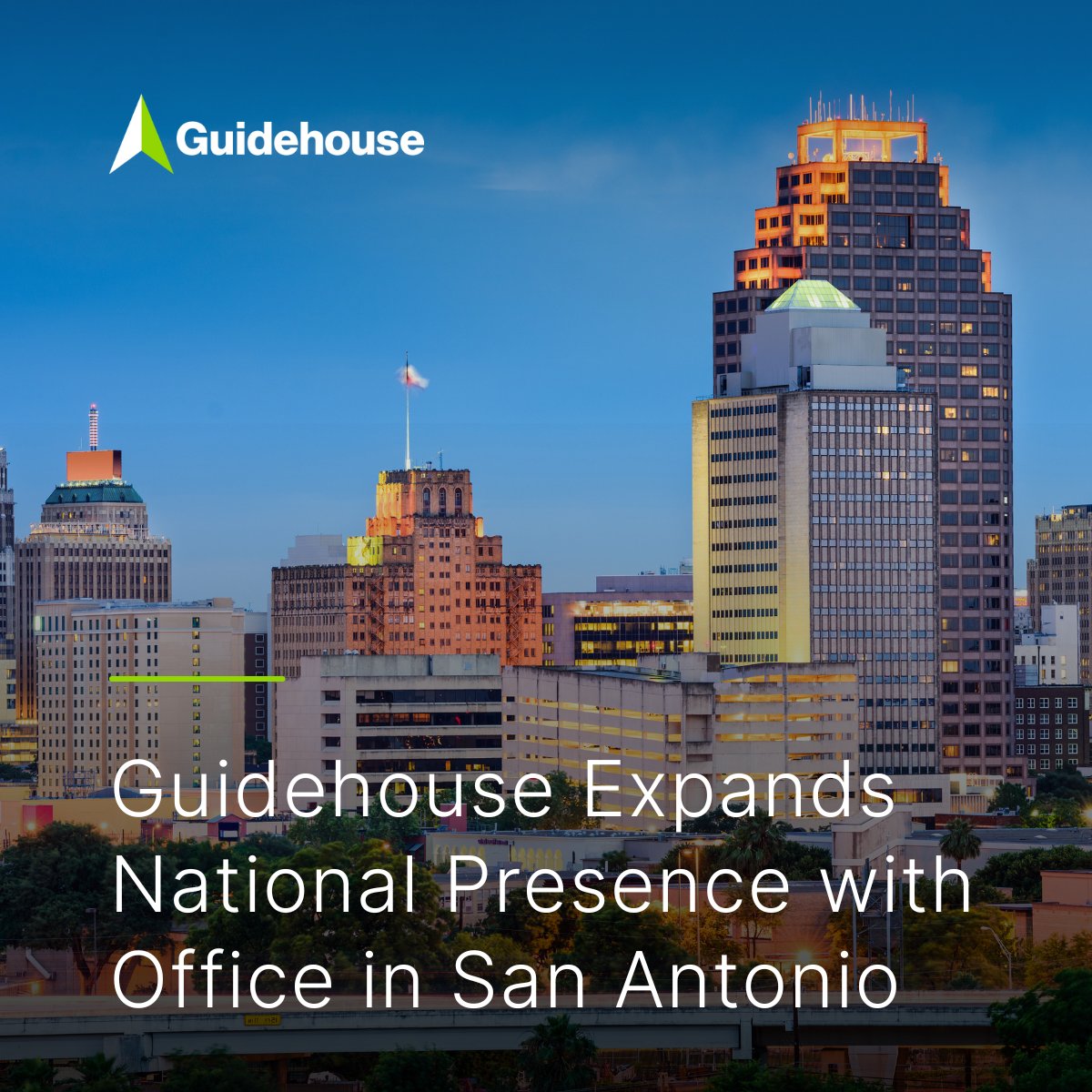 BinderNC's tweet photo. Guidehouse is opening a new office in San Antonio, Texas! Learn more about Guidehouse’s Texas expansion: https://t.co/MTpDiSiafu https://t.co/nk4TPT1Hf8