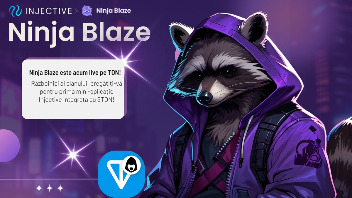 Injective_Rom's tweet image. 🚀 @NinjaBlazeApp  acum live pe TON!  Războinici ai clanului, pregătiți-vă pentru prima mini-aplicație Injective integrată cu $TON! Vă prezentăm Ninja Blaze Bot pe

@telegram Jucați-vă jocurile preferate, câștigați recompense $INJ și bucurați-vă de toate beneficiile Injective