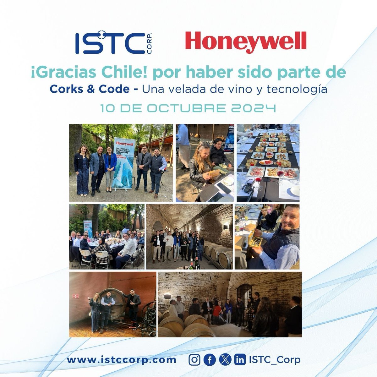 ISTC_Corp's tweet photo. ¡Gracias, Chile! Increíble evento Corks & Code con @Honeywell
#ISTCCorp #Honeywell #Seguridad https://t.co/pJxfSDIWbH