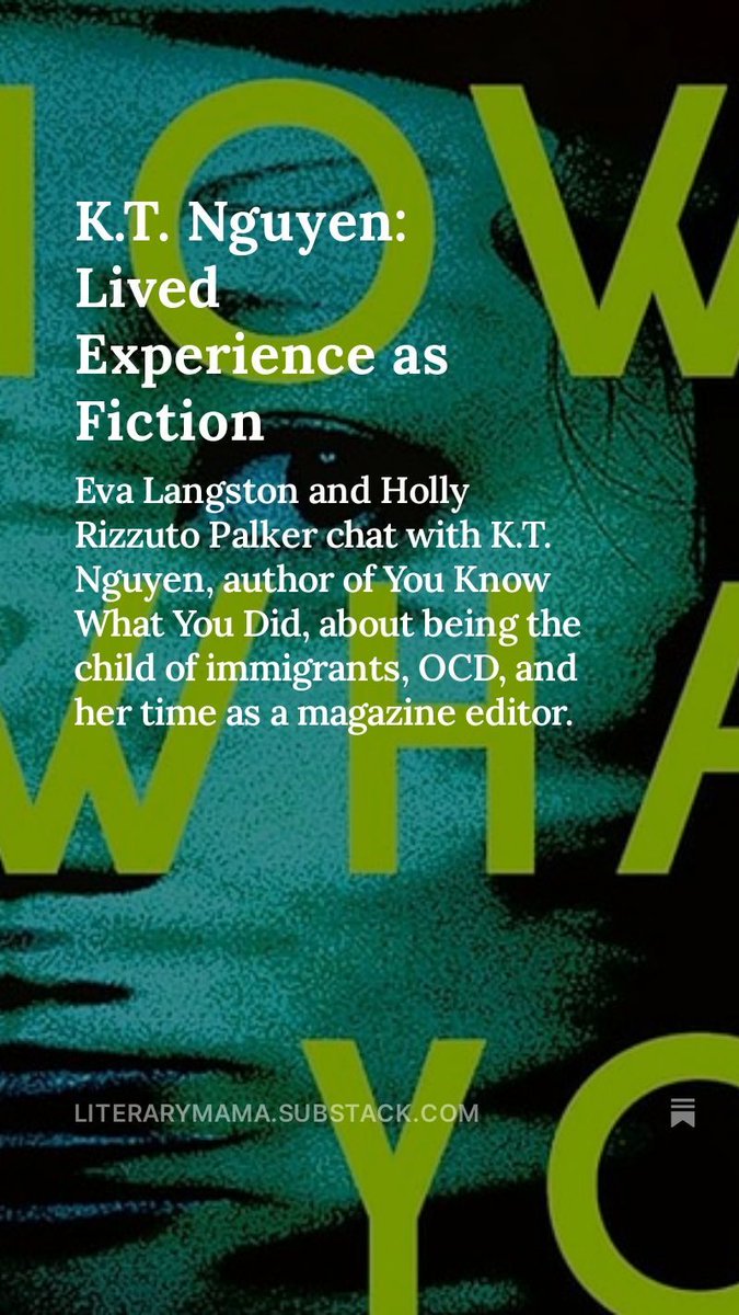 Literary Mama (@literarymama) on Twitter photo Eva Langston and Holly Rizzuto Palker <a href="/hollyrizzutopal/">Holly Rizzuto Palker</a> chat with K.T. Nguyen, author of You Know What You Did, about being the child of immigrants, OCD, and her time as a magazine editor. Check us out @literarymama podcast This Mama is Lit! literarymama.substack.com/p/kt-nguyen-li… Eva Langston and Holly Rizzuto Palker <a href="/hollyrizzutopal/">Holly Rizzuto Palker</a> chat with K.T. Nguyen, author of You Know What You Did, about being the child of immigrants, OCD, and her time as a magazine editor. Check us out @literarymama podcast This Mama is Lit! literarymama.substack.com/p/kt-nguyen-li…